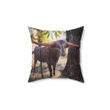 Don't let the horns fool ya!! Cow Throw Pillow
