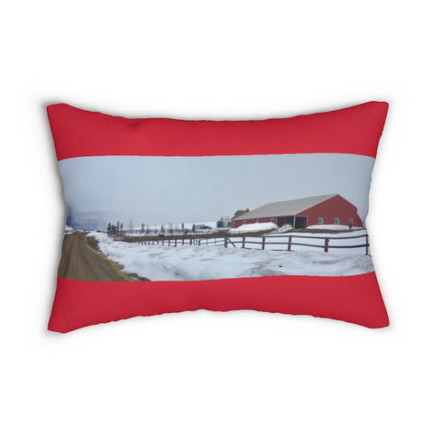 Farm Life. Red Barn Throw Pillow