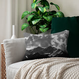 Moody Day.  Black and White Mountain Throw  Pillow